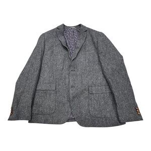Frank & Oak Men's 44 Blue Wool Knit Laurier Fit Paisley Blazer Jacket Sport Coat